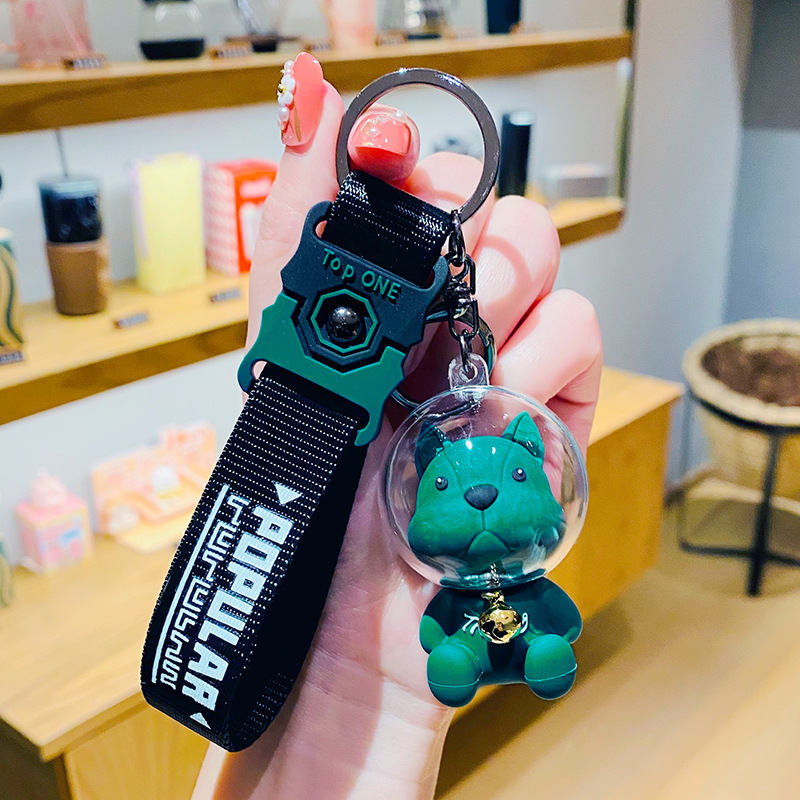 Creative Space Method Dog Fighting Cartoon Fashionable Car Key Ring Schoolbag Pendant a Pair of Exquisite Small Gifts Wholesale