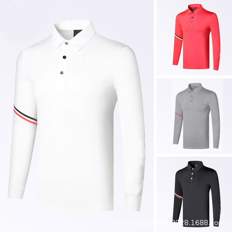 春秋季高尔夫服装男装长袖运动速干透气休闲百搭golf球衣弹力polo