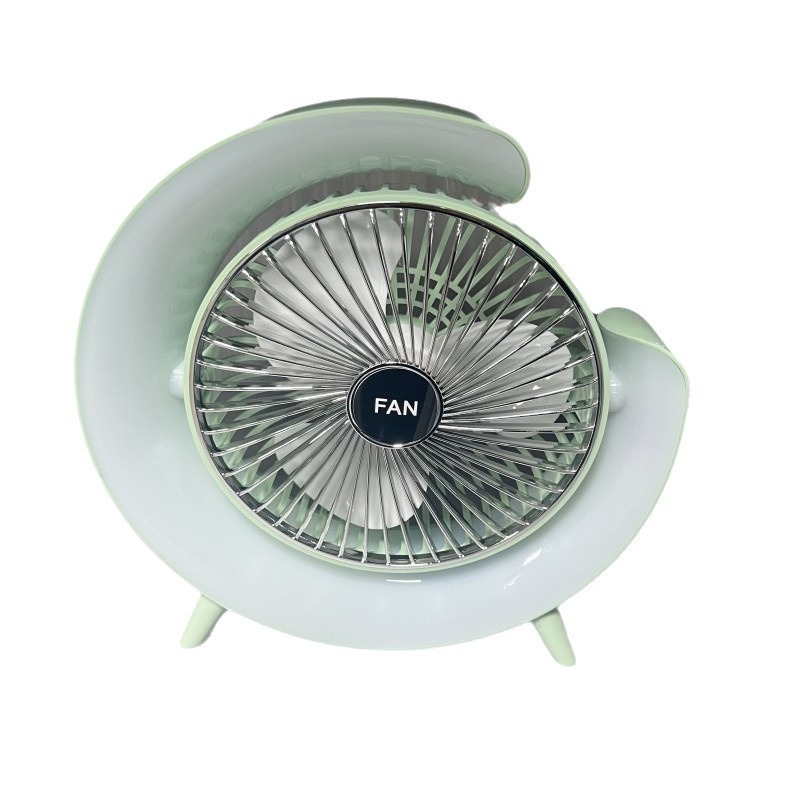 Cross Mirror Electric Fan Desktop Loop Ambience Light USB Charging Horse Running Light Fan Mini Fan Moon Fan