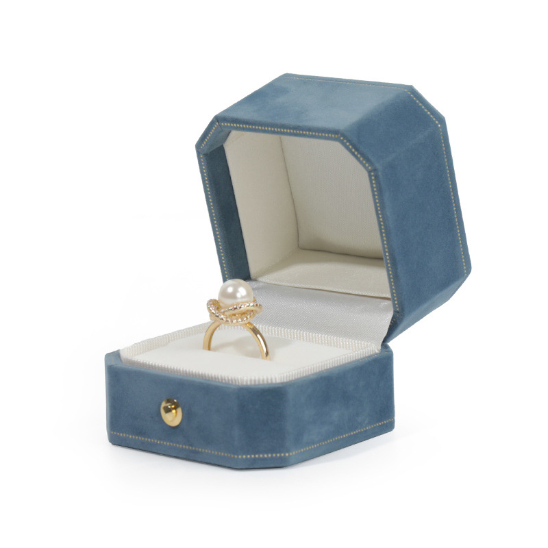 High-End Octagonal Jewelry Box Flannel Jewelry Packing Box Jewelry Box Rings Pendants Bracelet Box Ring Box