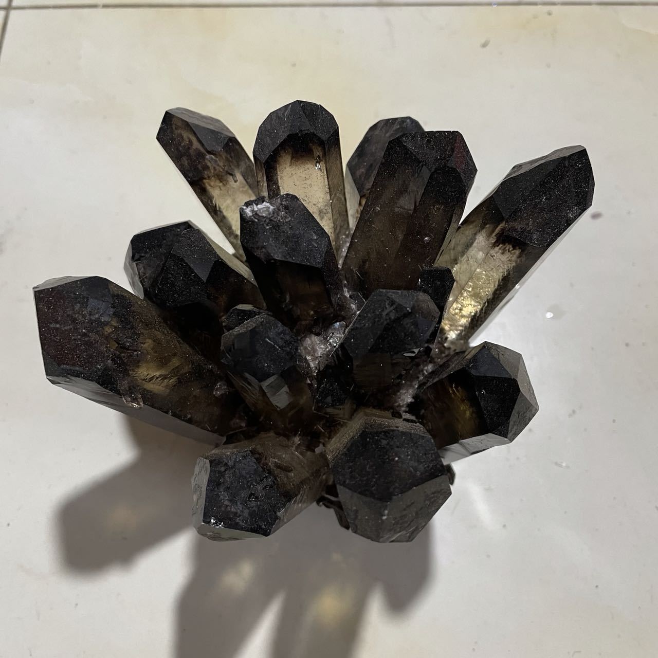 茶水晶簇摆件黑水晶簇摆件矿石标本 家居装饰客厅办公摆件批发