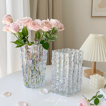 花瓶轻奢客厅摆件插花透明法式网红玻璃感餐桌水培鲜花装饰深