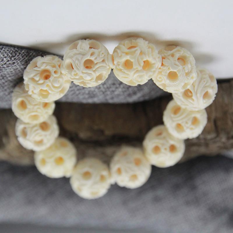 猛犸牙鬼工玲珑球同心鬼工球摆件 diy项链手链配饰包包手机挂饰品