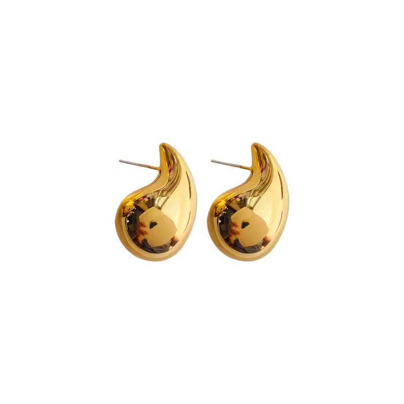 European, American and French Style Gold Water Drop Earrings Female Special-Interest Design High Sense Frosty Style Stud Earrings Unique Elegant Jewelry