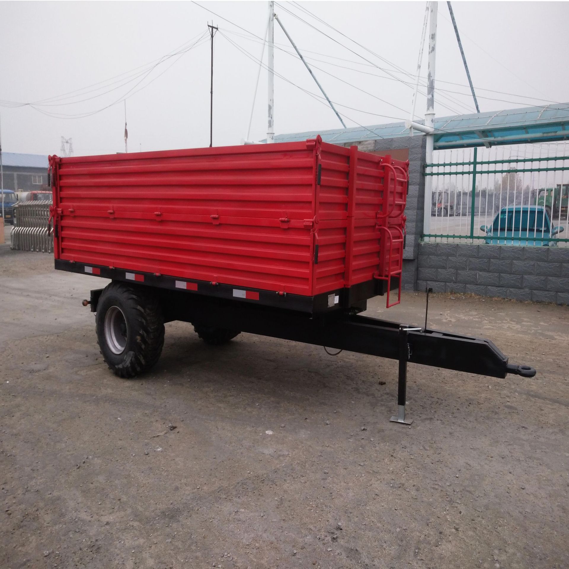 高箱板拖车 双轴8两轮拖车 带气刹翻斗拖车 农业运输拖车