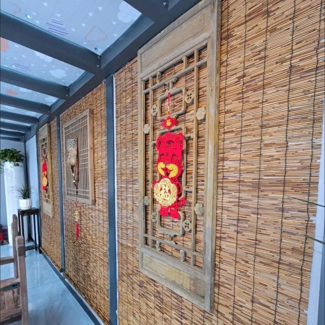 包边芦苇帘子复古遮阳遮光竹帘卷帘隔断门帘饭店茶室禅意阳台装饰
