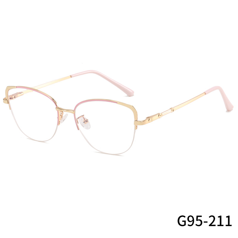 Factory Wholesale Optical Frames Fashion Artistic Plain Glasses Spot Men and Women Commuter Office Plain Face Metal Spectacle Frame