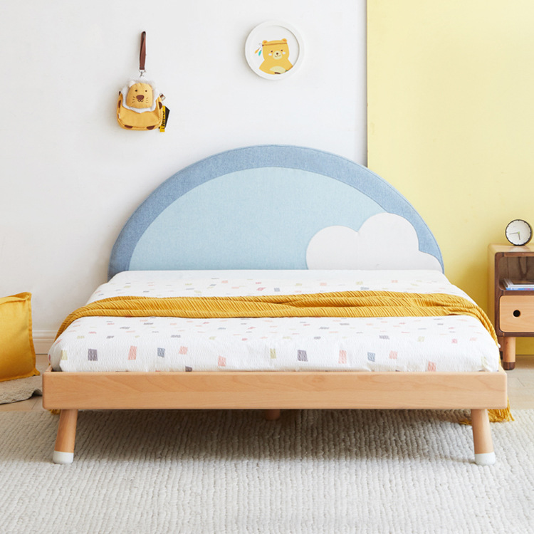 可爱儿童床简约欧洲榉木1.2米/1.5m小孩床北欧男孩女孩单人床实木