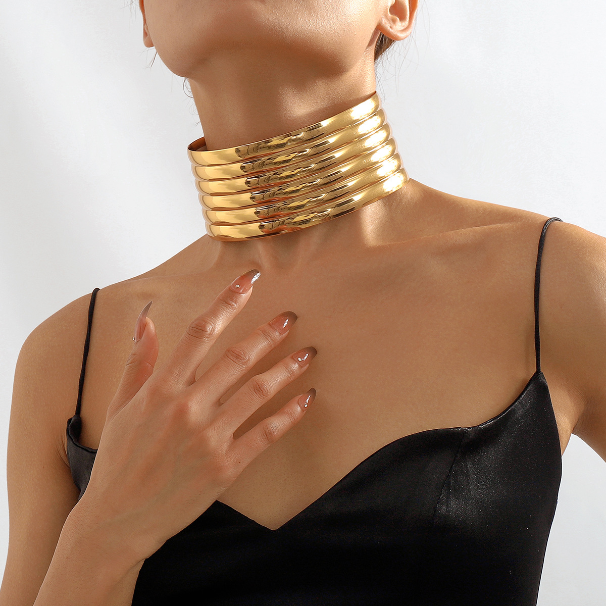 n10847欧美时尚个性金属质感夸张朋克街拍潮人项圈 异国风情项链