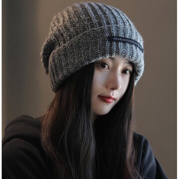 帽子女日本秋冬针织帽学生毛线帽百搭显脸小保暖堆堆网红出游冷帽