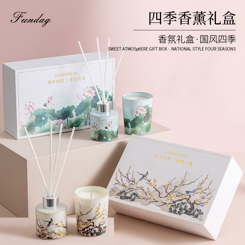 Customized Aromatherapy Gift Box Aromatherapy Candle Cup Fire-Free Aromatherapy Set Antique City Four Seasons Fragrance Factory Wholesale