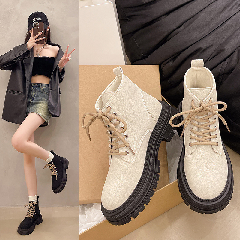 ins潮马丁靴女2024秋冬季新款英伦厚底学生短靴百搭机车大黄靴女