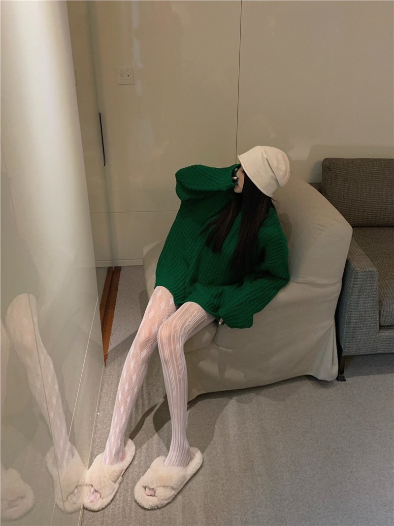 爆款菱形网格丝袜女高弹力防勾丝渔网袜性感黑色镂空格子连裤袜子