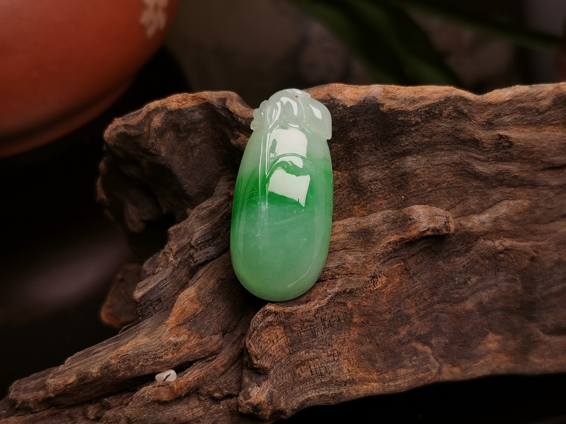 a货缅甸翡翠吊坠树叶 翡翠福瓜玉坠玉石吊坠翡翠吊坠老坑冰种水好