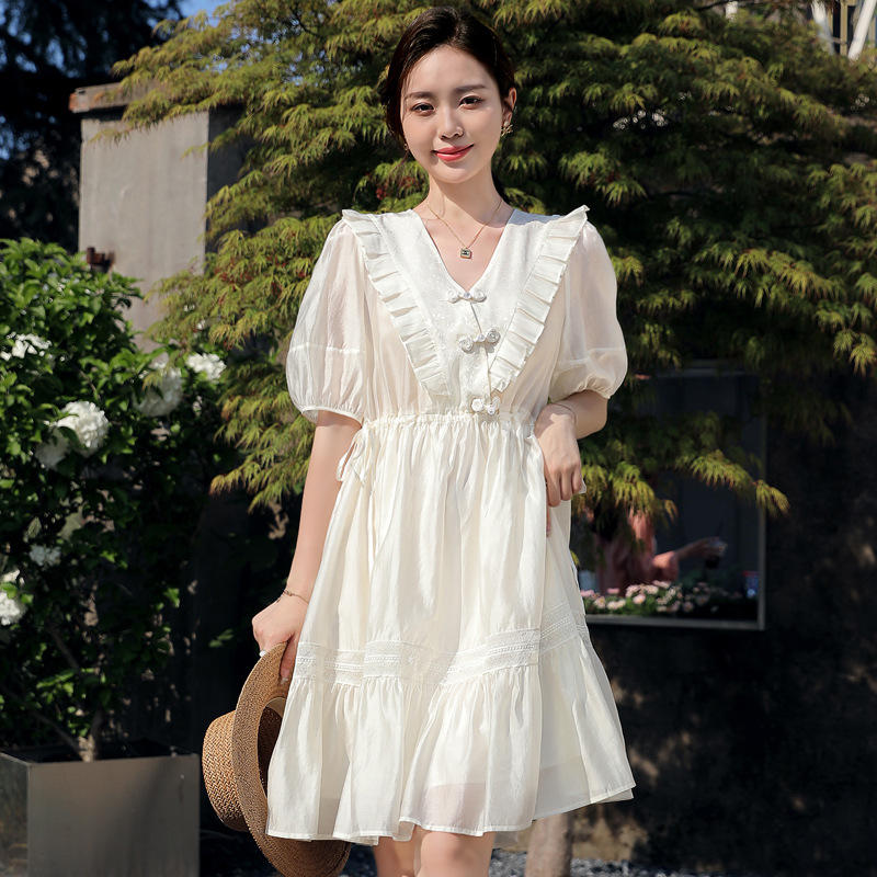 2022年新款夏季法式天丝连衣裙女温柔风别致高级感仙气漂亮小个子
