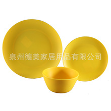 哑光磨沙  密胺素色盘碗餐具套装 MELAMINE 美耐皿露营餐具