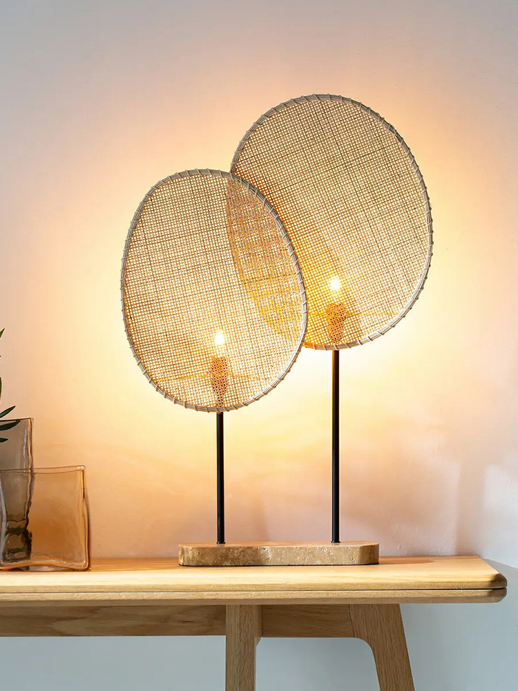 Sili Style Floor Lamp Chinese Style Living Room and Tea Room Lamps Ambience Light Designer Japanese Style Creative Woven Rattan Decorative Table Lamp