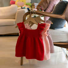 一件代发 2023春款童装儿童毛衣 女童背心裙纯色款 J385
