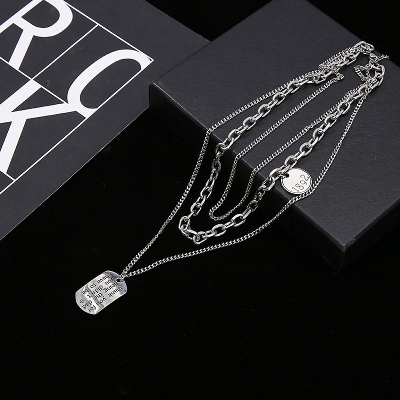 Summer New Fashion Titanium Steel Pendant Hip-Hop Fashion round Plate Pendant Creative All-Match Long Street Necklace Ornament