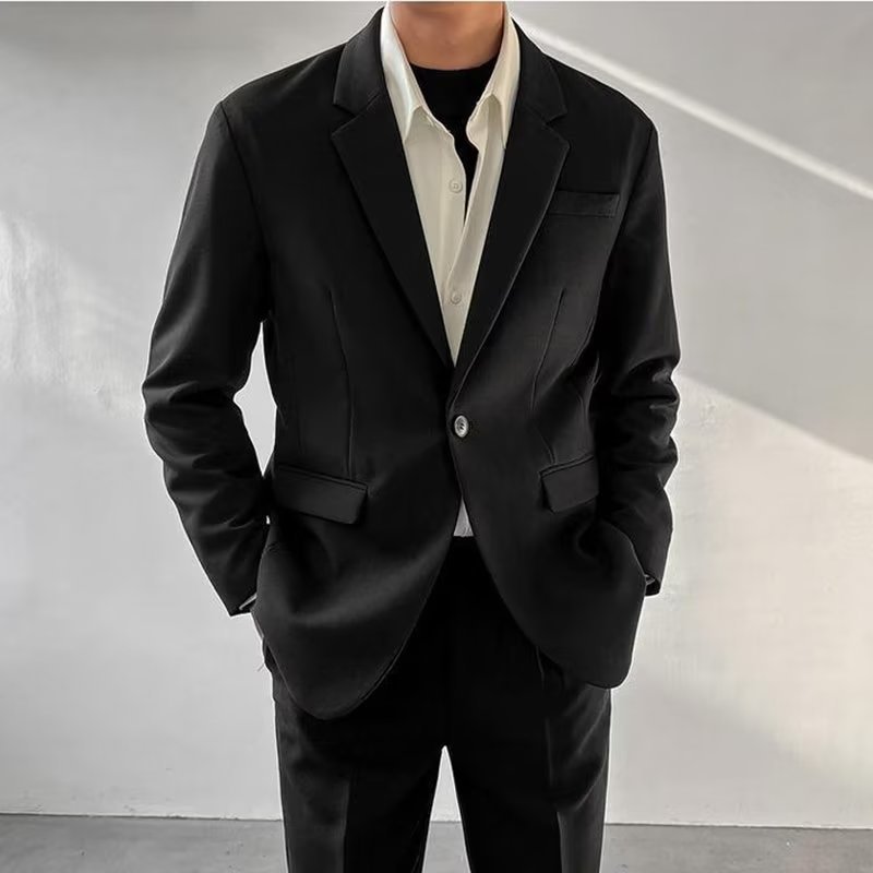 西服套装男士韩版修身上衣伴郎服外套高级感商务职业正装小西装男