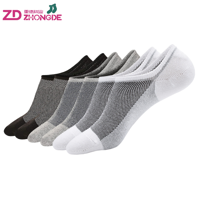 Socks Men's Boat Socks Summer Thin Cotton Socks Ins Trendy Silicone Non-Slip Shallow Mouth Invisible Deodorant and Sweat-Absorbing Men's Socks