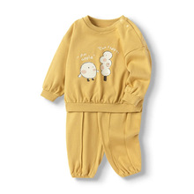 婴儿长袖套装儿童男童宝宝两件套装小童2024新款秋纯女童衣服