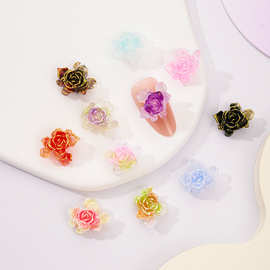 新款树脂钻软花大地狱玫瑰花夜光变色 diy美甲指甲钻饰品配件