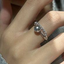 轻奢精致双层白色珍珠戒指女小众设计感新款潮流高级感珍珠戒指
