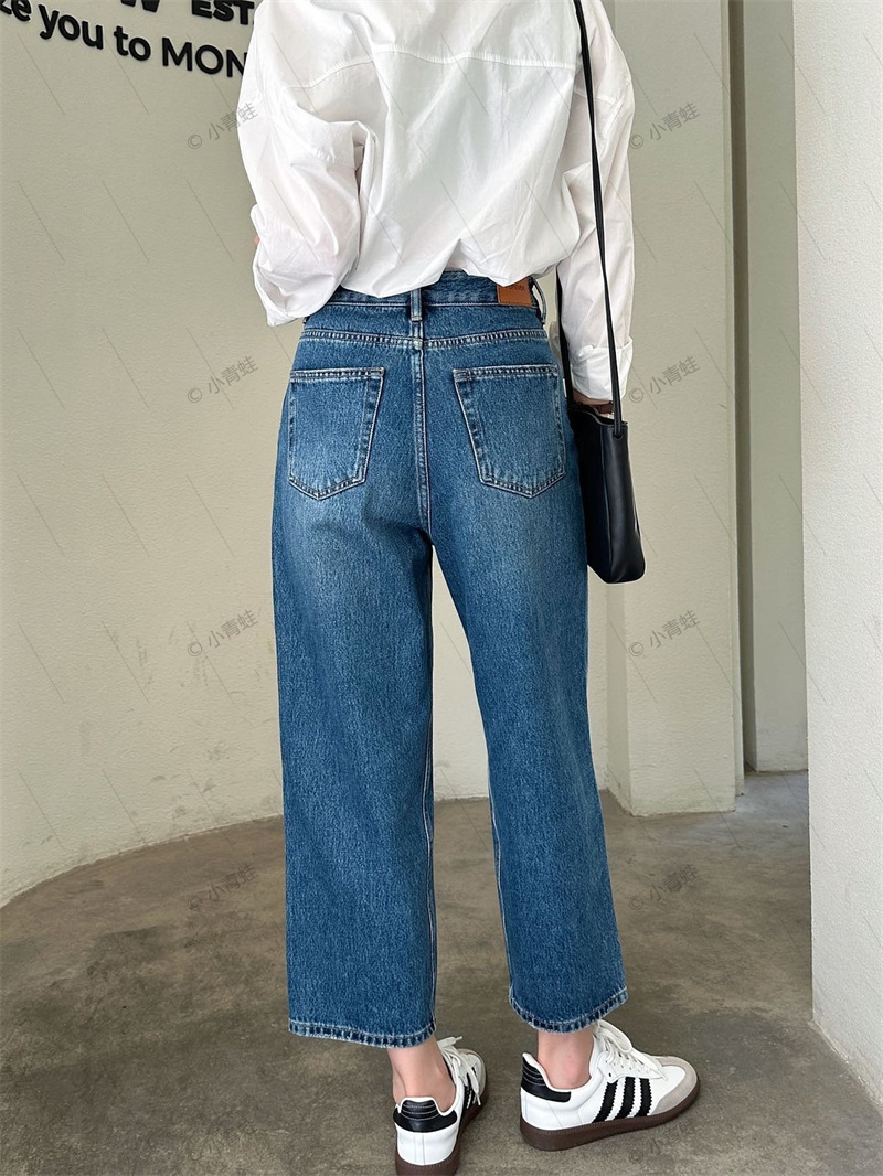 2023 Autumn Slimming Look Straight Leg High Waist Loose Straight Grandma's Pants High-Grade Retro Jeans for Women Autumn New