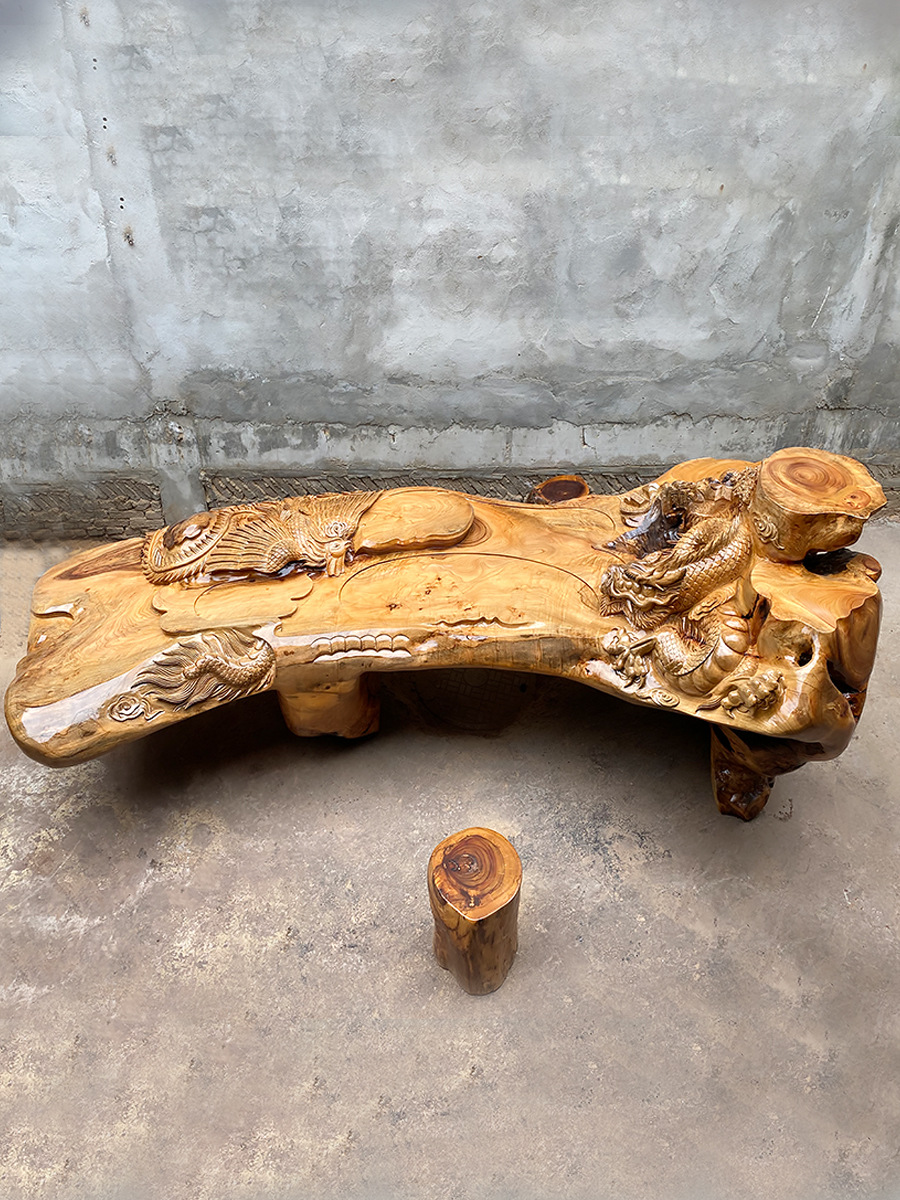 老挝花梨香樟木根雕茶台整体树根实木缅花茶几红木功夫茶具桌原木