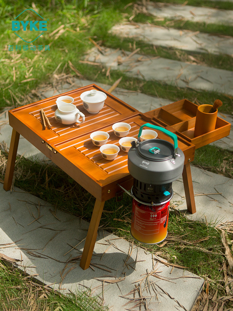 折叠户外简约旅游车载便携式功夫旅行茶具套装包带竹实木茶盘整套