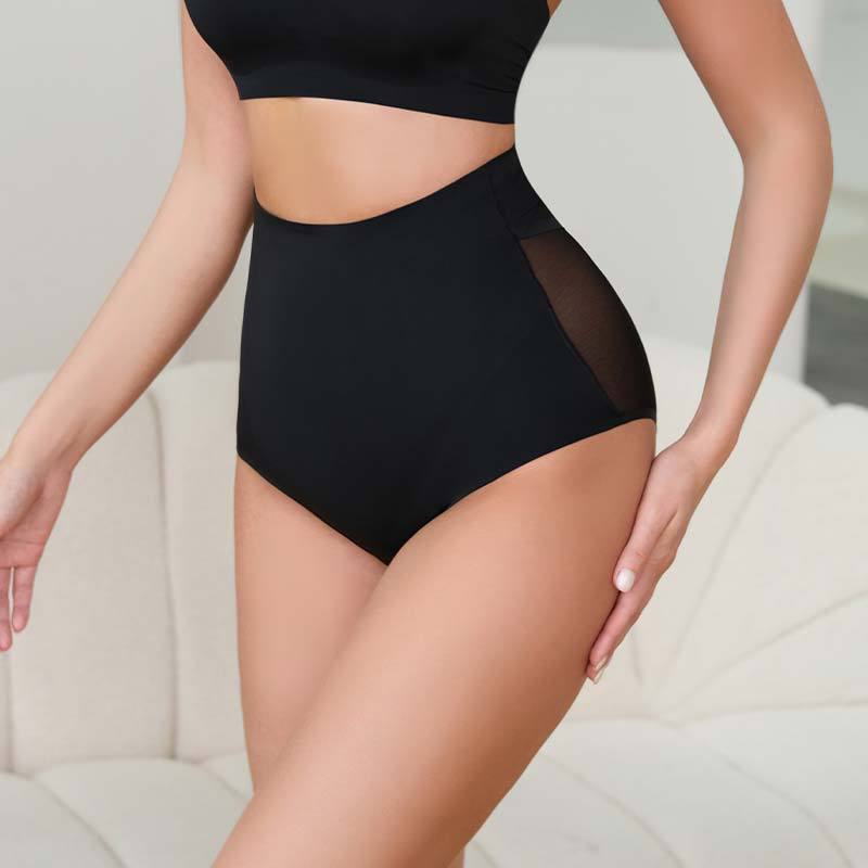 European and American plus Size Body Shaping Pants Women's High Waist Ice Silk Seamless Belly Contracting Pants Lace Stitching Hip Lifting Waist Girdling Briefs