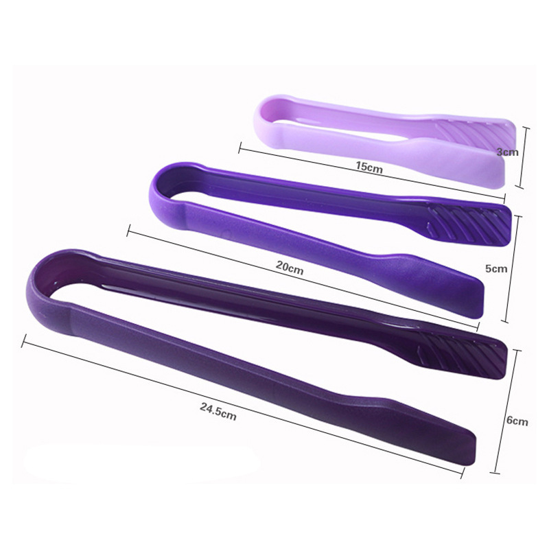 6-Inch 8-Inch 10-Inch Color Bread Clip Three-Piece Set Pp Material Food Clip Vegetable Kitchen Food Cake Tong