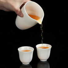 德化羊脂玉白瓷公道杯陶瓷茶海简约大号匀杯分茶器漏功夫茶具配件