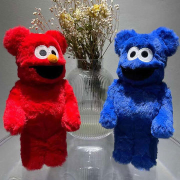 bearbrick暴力熊4001000芝麻街蓝丝绸亚克力盒摆件潮流玩具公仔