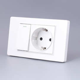 欧标插座118型欧盟墙壁三孔开关双控出口16a三孔欧洲插座面板批发