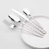 石纹不锈钢西餐刀叉勺四件套家用酒店餐厅加厚牛排刀银色餐具套装|ms 石纹不锈钢西餐刀叉勺四件套家用酒店餐厅加厚牛排刀银色餐具套装|ms