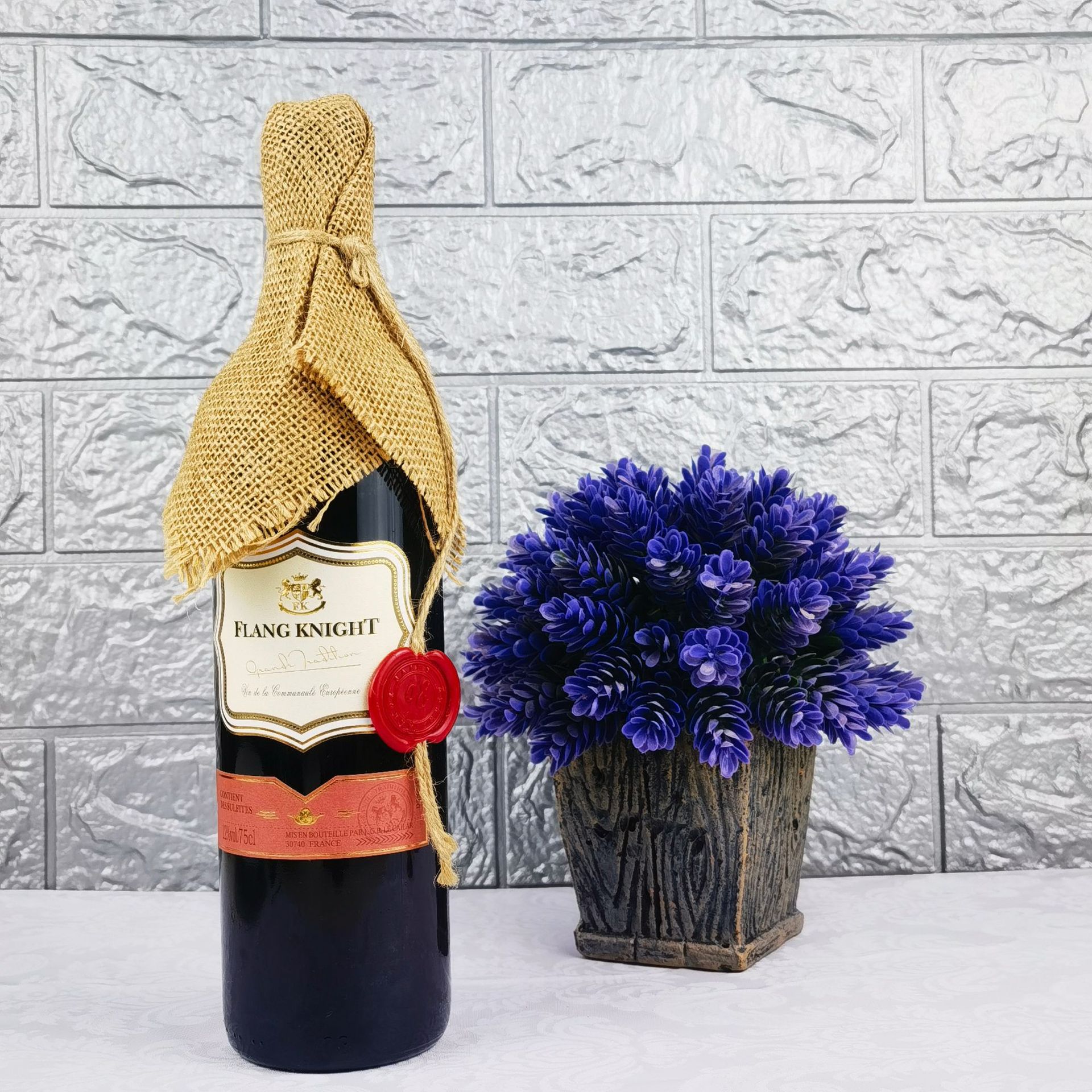 法国进口欧盟餐酒整箱批发 麻袋封口12度干红葡萄酒蜡复古vce红酒