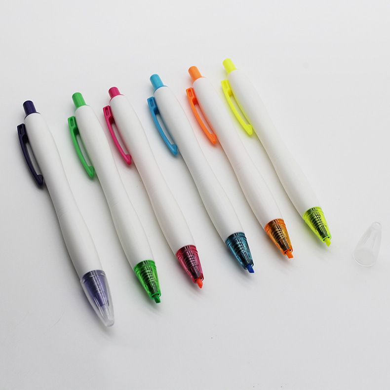 不干荧光笔特殊墨水葫芦按动荧光笔带笔帽多颜色可选可定制logo