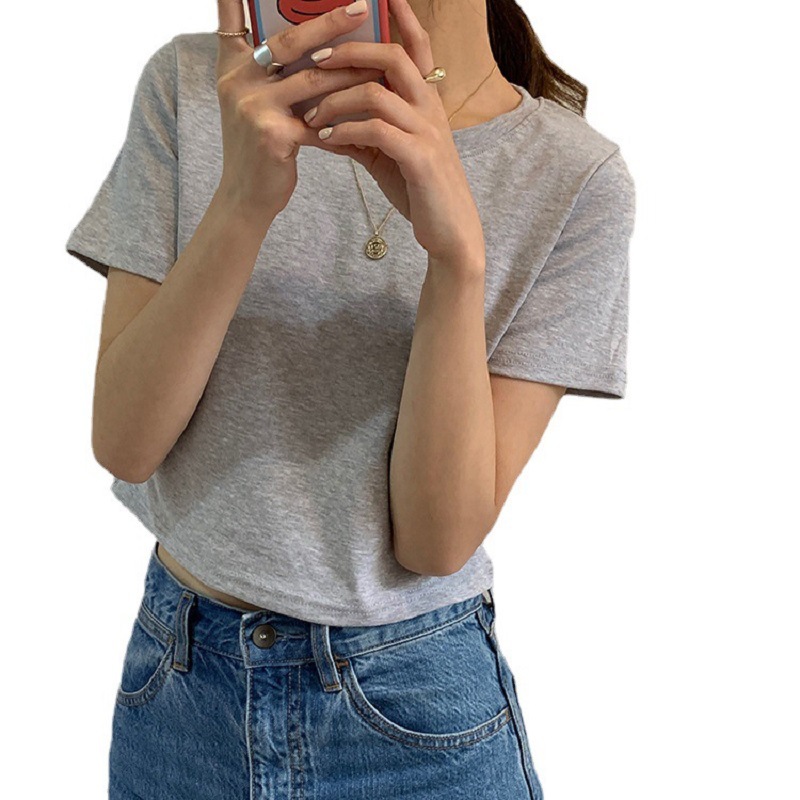 Candy Color Short round Neck Short-Sleeved T-shirt Women's Summer Korean Style Loose Women's Clothes Foreign Trade Women's Clothing Top Wholesale