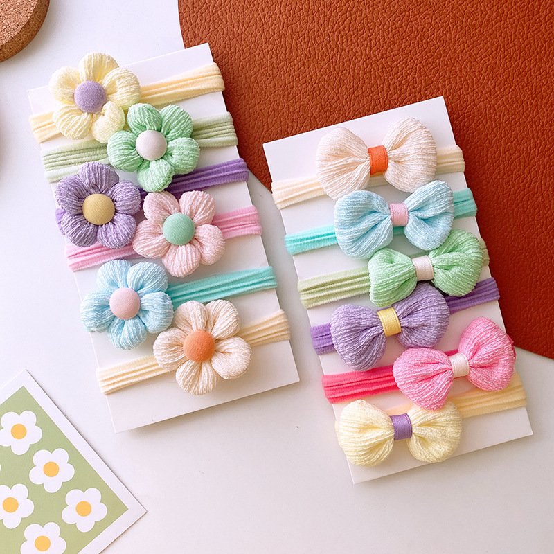 New Korean Style Spring and Summer Sweet Candy Color High Elastic Bow Children's Hair Ring Towel Ring Princess Hair Rope Hair Accessories