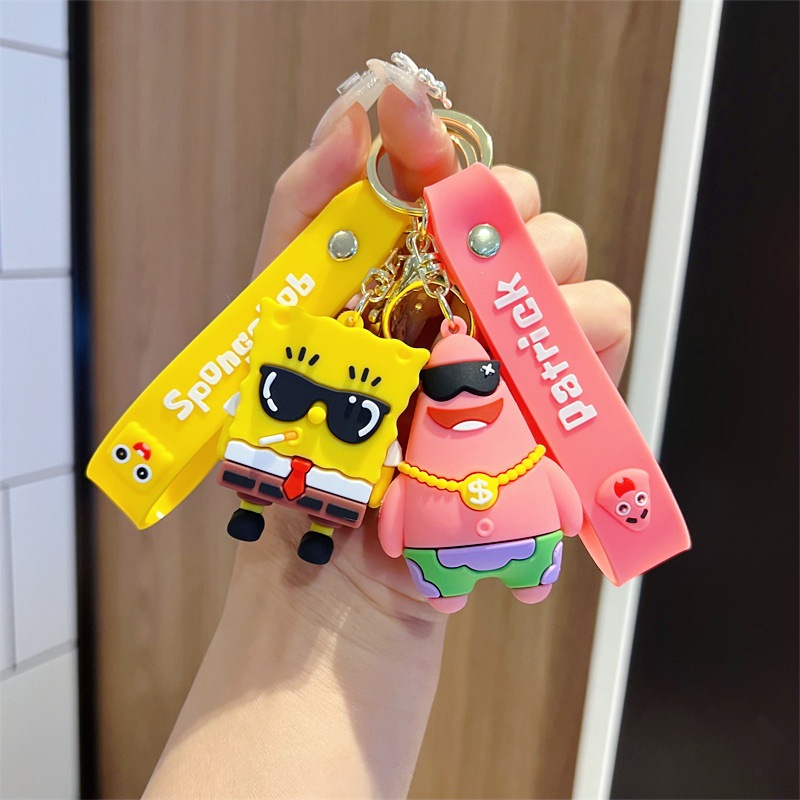 Creative Cartoon SpongeBob Key Chain Trendy Cool Big Eyes Cute Pie Star SpongeBob Key Chain Men and Women's Pendants