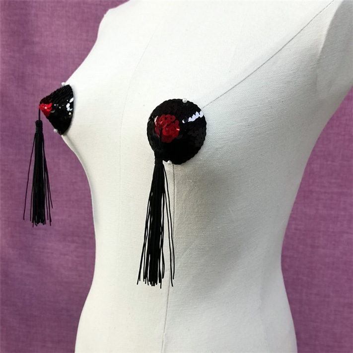 现货性感血滴子乳贴强粘性可水洗 流苏乳贴 亮片情趣胸贴