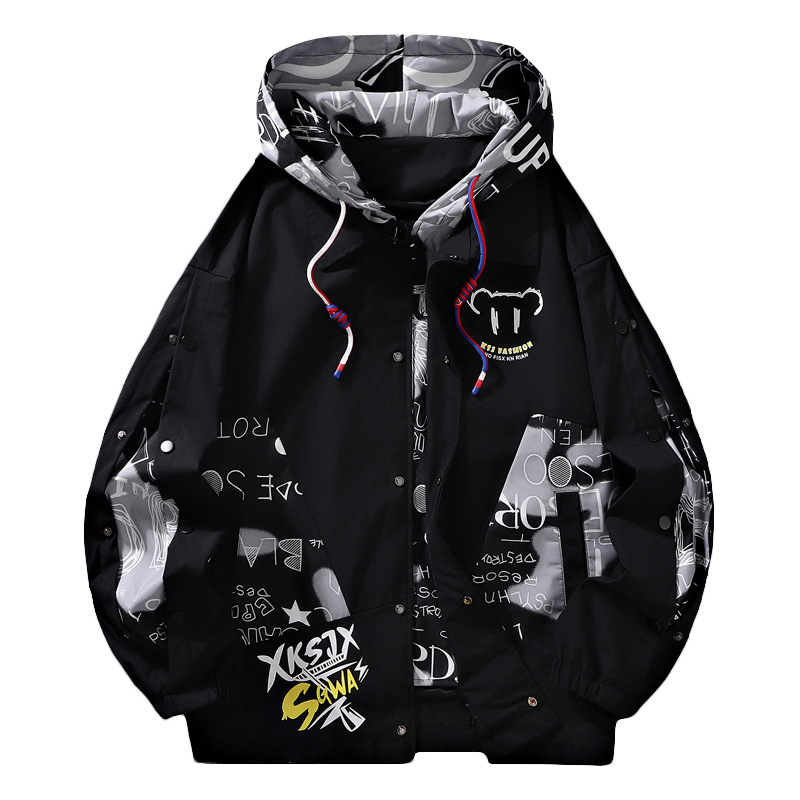 NASA New Men's Spring and Autumn Casual Jacket Youth Hong Kong Style Trendy Brand Fake Two-Piece Hooded Jacket Men's Jacket