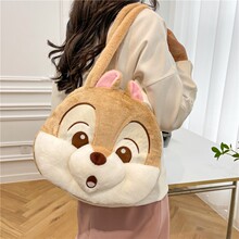 新款时尚毛绒卡通包包大容量可爱草莓熊菠萝噗噗松鼠单肩包托特包