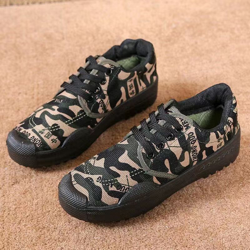 Liberation Shoes Men's Military Training Shoes Construction Site Wear Resistance Labor Rubber Shoes Training Shoes Men's Spring Labor Protection Shoes Work Camouflage Shoes