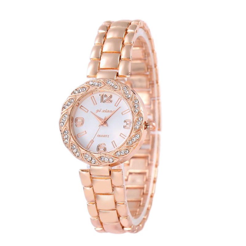 New Women's Quartz Watch Luxury Rhinestone Steel Belt Watch Women's Watch Birthday Gift Student Digital Dial Temperament Women's Watch