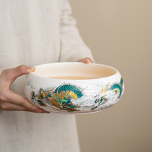 羊脂玉白瓷茶洗大号陶瓷洗笔缸家用杯洗水洗茶具茶道零配件茶渣缸