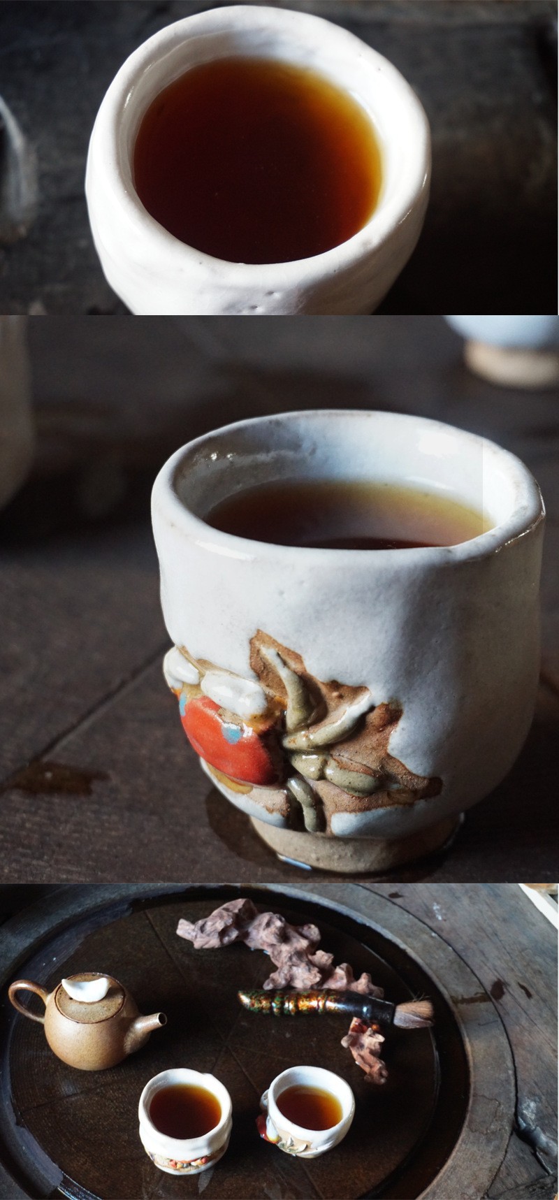 螃蟹志野手工陶瓷茶杯 乐山烧水月烧陶茶杯 主人杯品茗杯功夫茶具