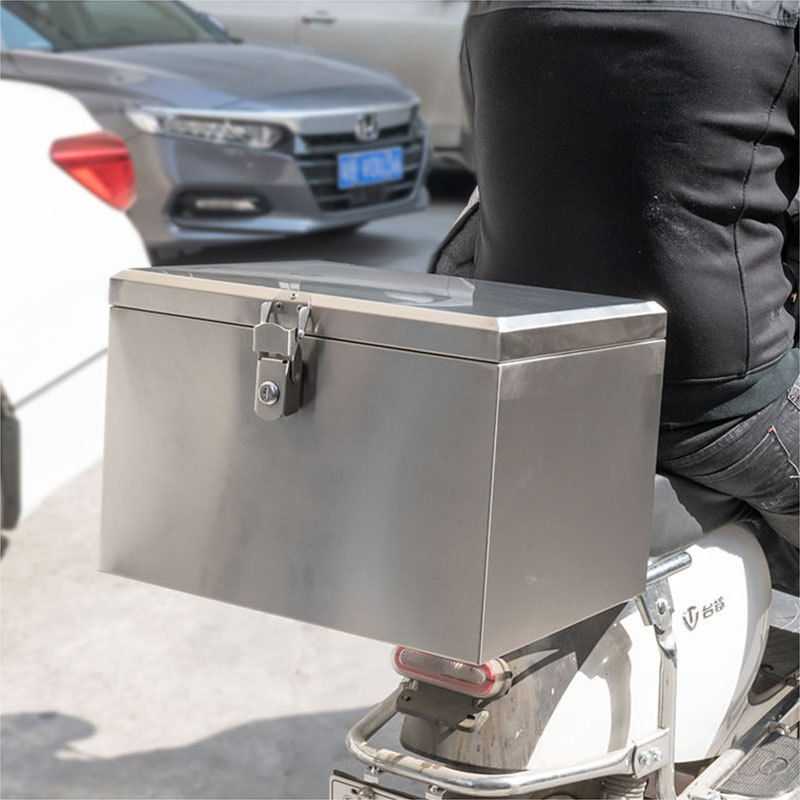 电动车后备箱摩托车尾箱304不锈钢加厚通用外卖电瓶车储物工具箱